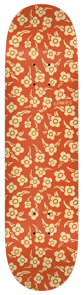 Krooked Skateboard Deck Team Flowers PP 8,06