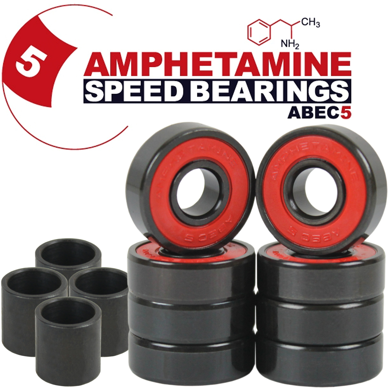 Amphetamine Bearings Skateboard Ball Bearings ABEC 5 Over komplett Skateboard Disaster