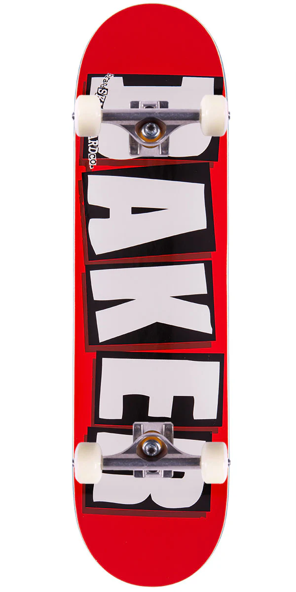 Baker complete Skateboard Brand Logo White red/white Skateboard Deck 8.125 Baker complete Skateboard Brand Logo White red/white Skateboard Deck 8.125
