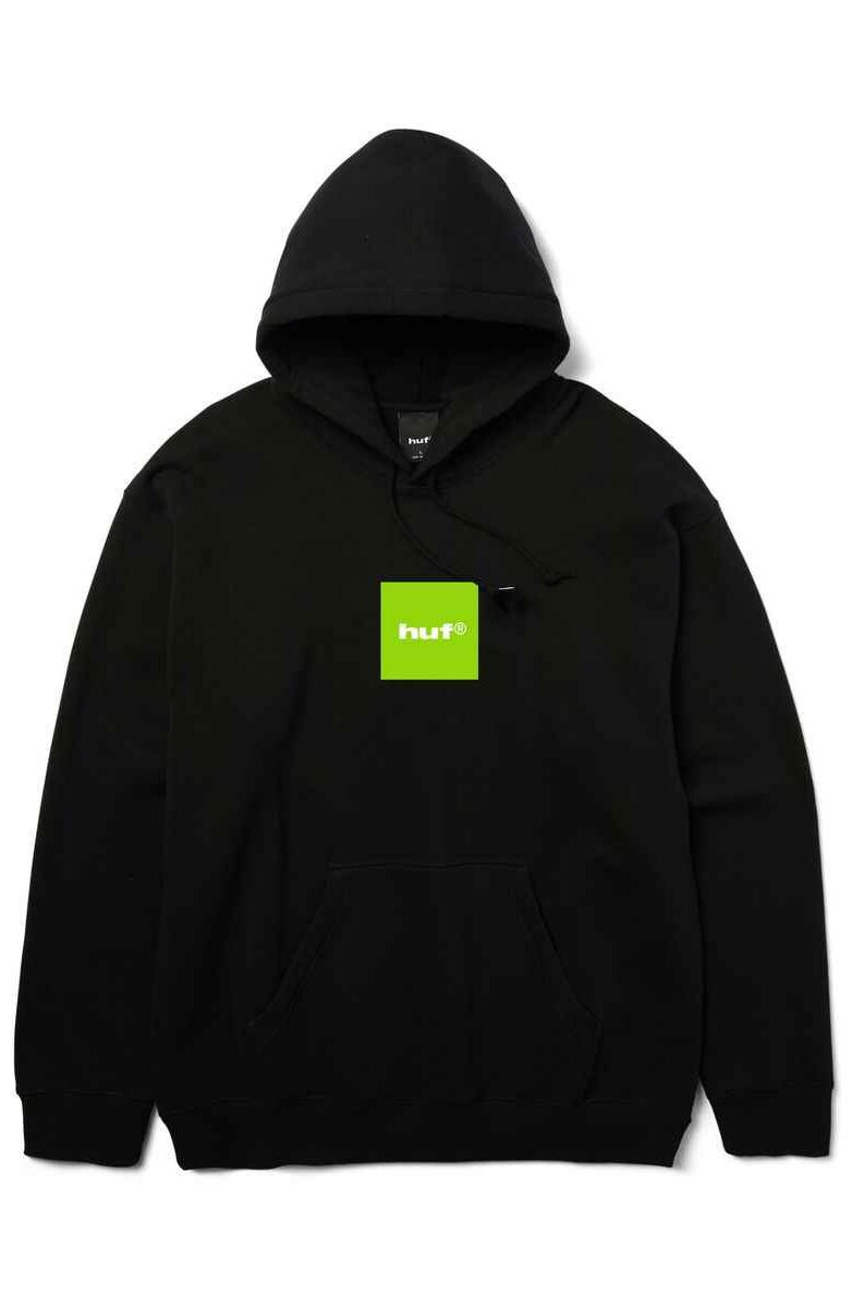 pf00831-bkhgr-1 HUF Box Logo Hoodie - black/huf green XXL