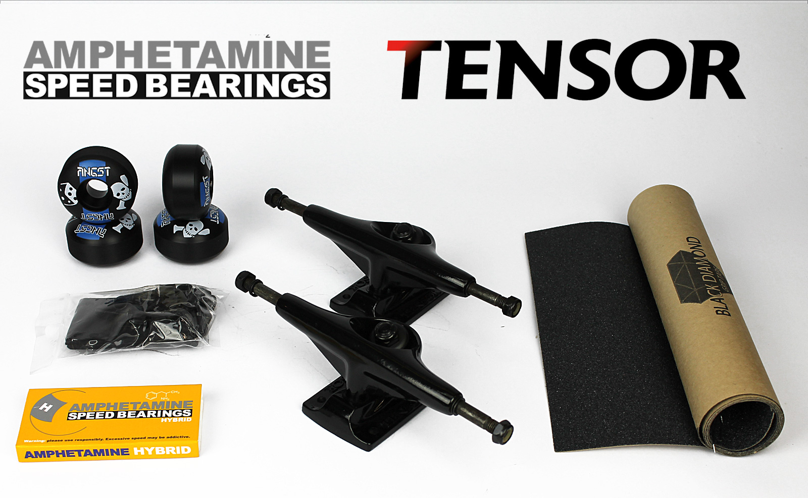 Skateboard Axles Set Tensor Alu 5.25 black