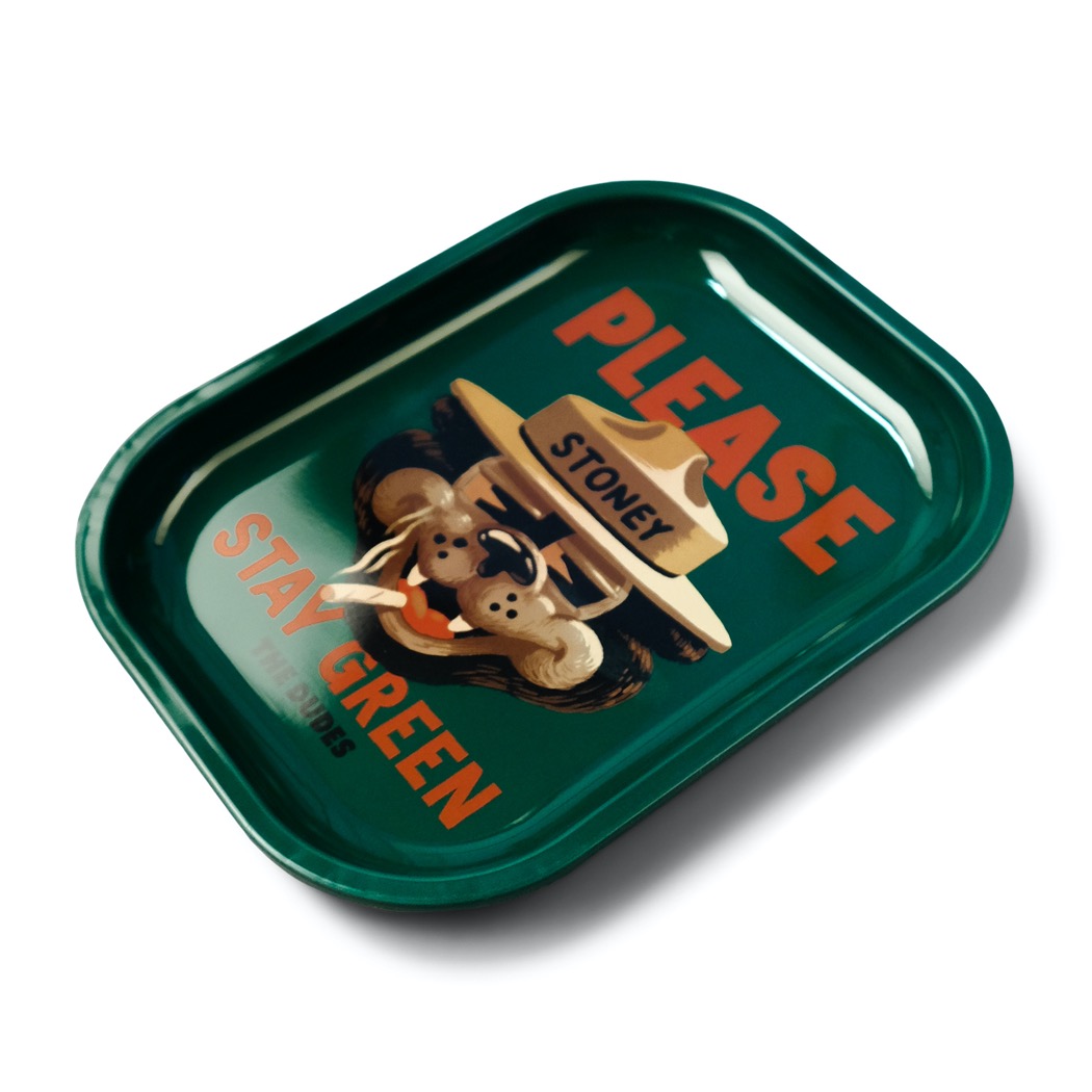 The Dudes Stay Green Rolling Tray - bottle green
