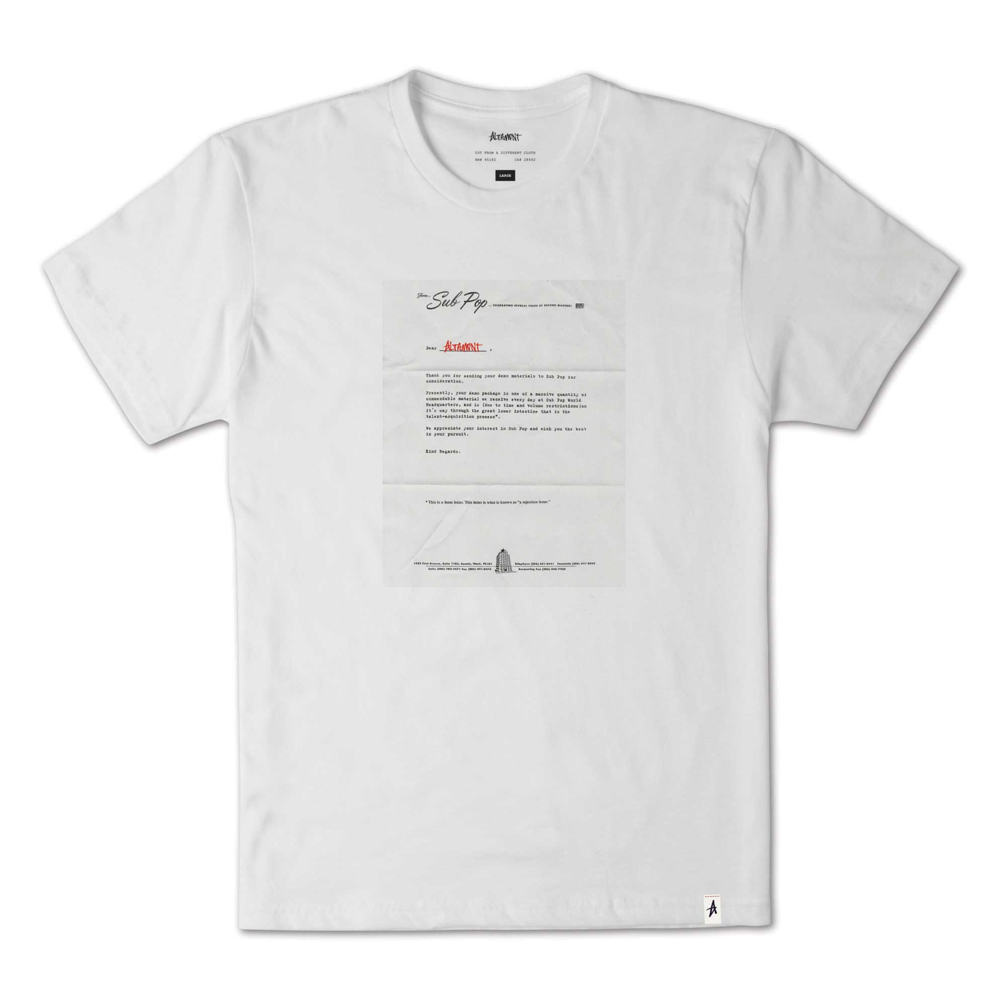 ALTAMONT T-Shirt ALTAMONT X SUB POP LETTER white ALTAMONT T-Shirt ALTAMONT X SUB POP LETTER, white S