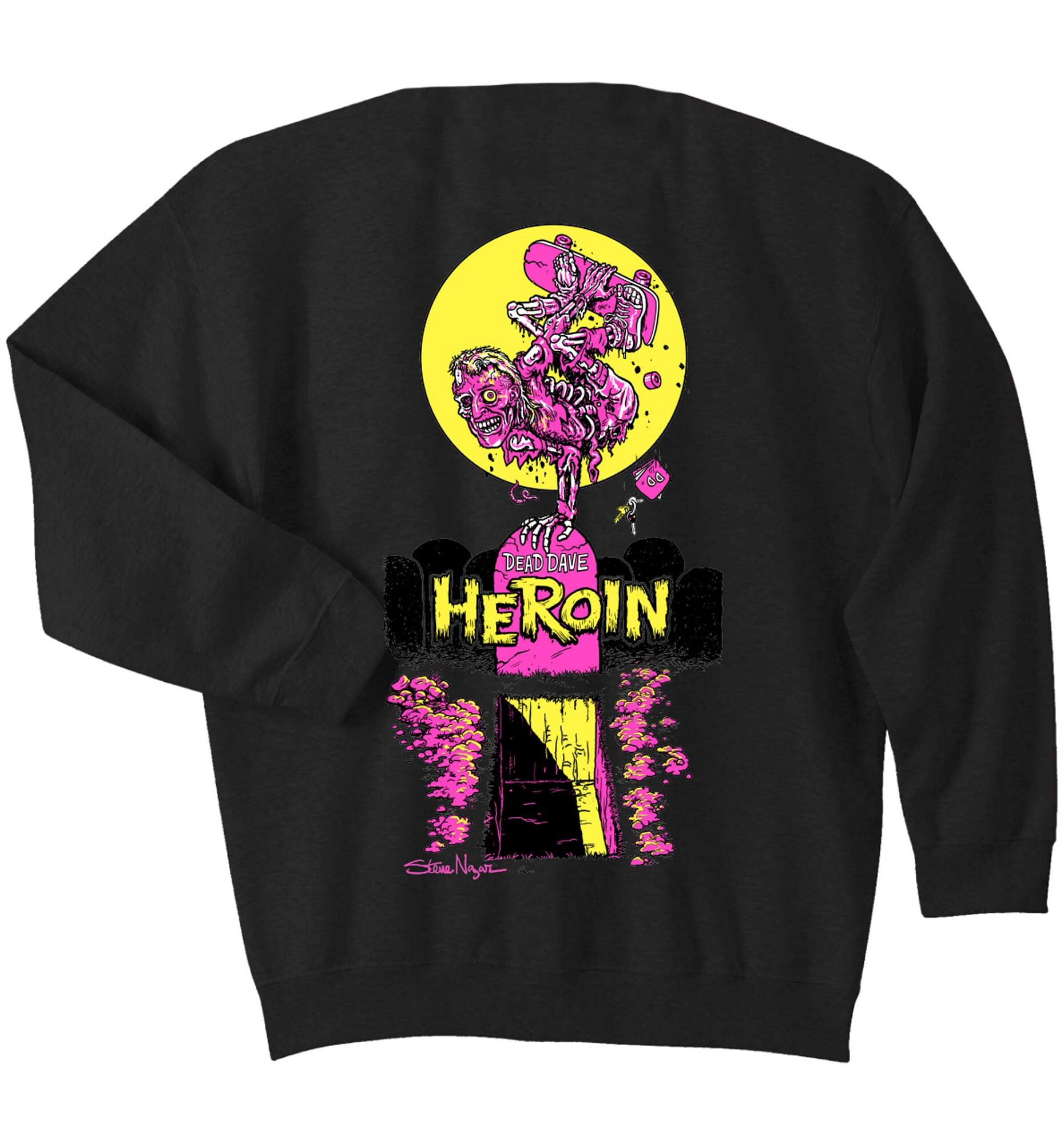 HEROIN Sweat SKATE ZOMBIE Crew, black M HEROIN Sweat SKATE ZOMBIE Crew, black XL