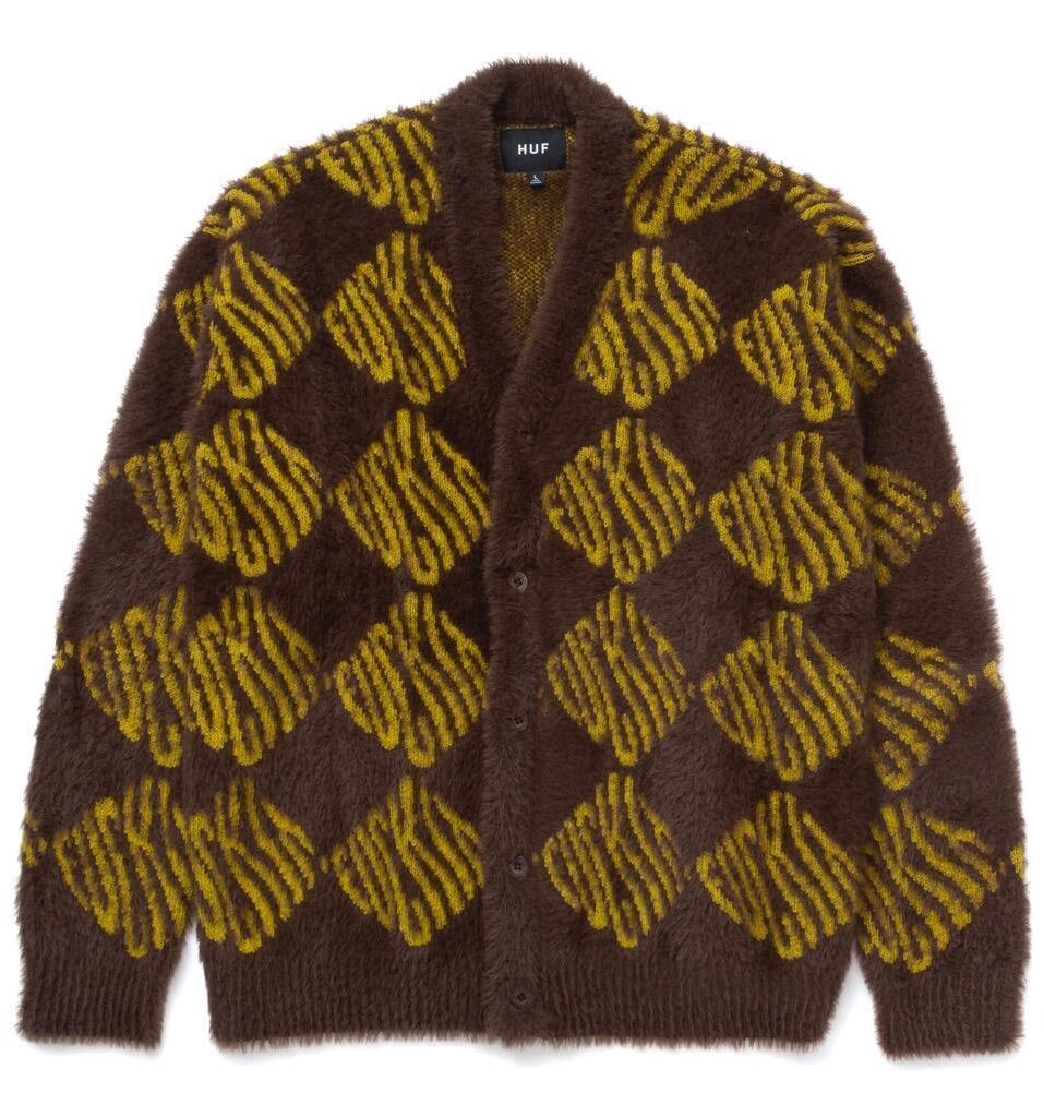 HUF Fuck It Cardigan chocolate brown HUF Fuck It Cardigan chocolate brown S