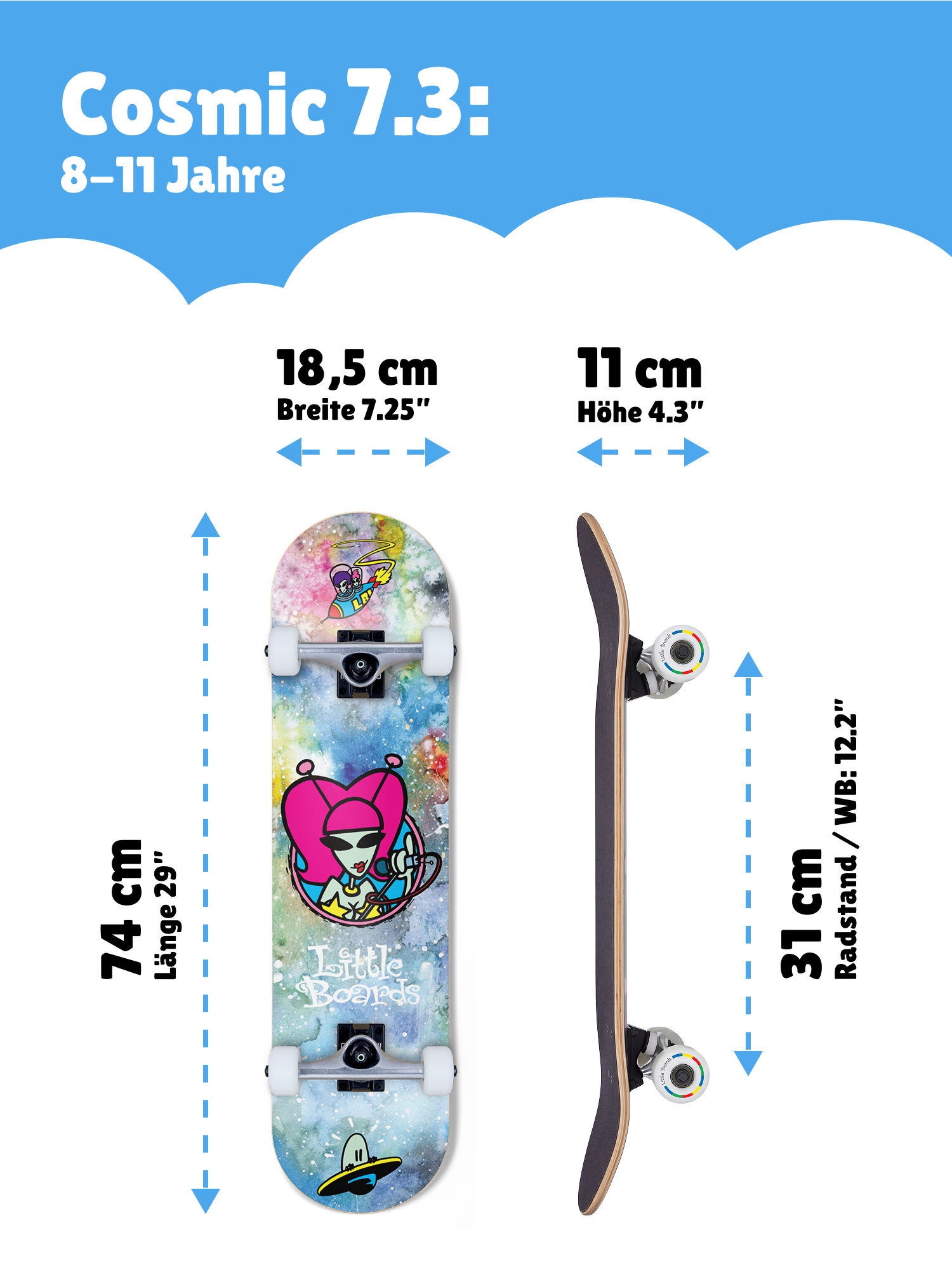 Little Boards Kinder Skateboard Cosmic 7.25