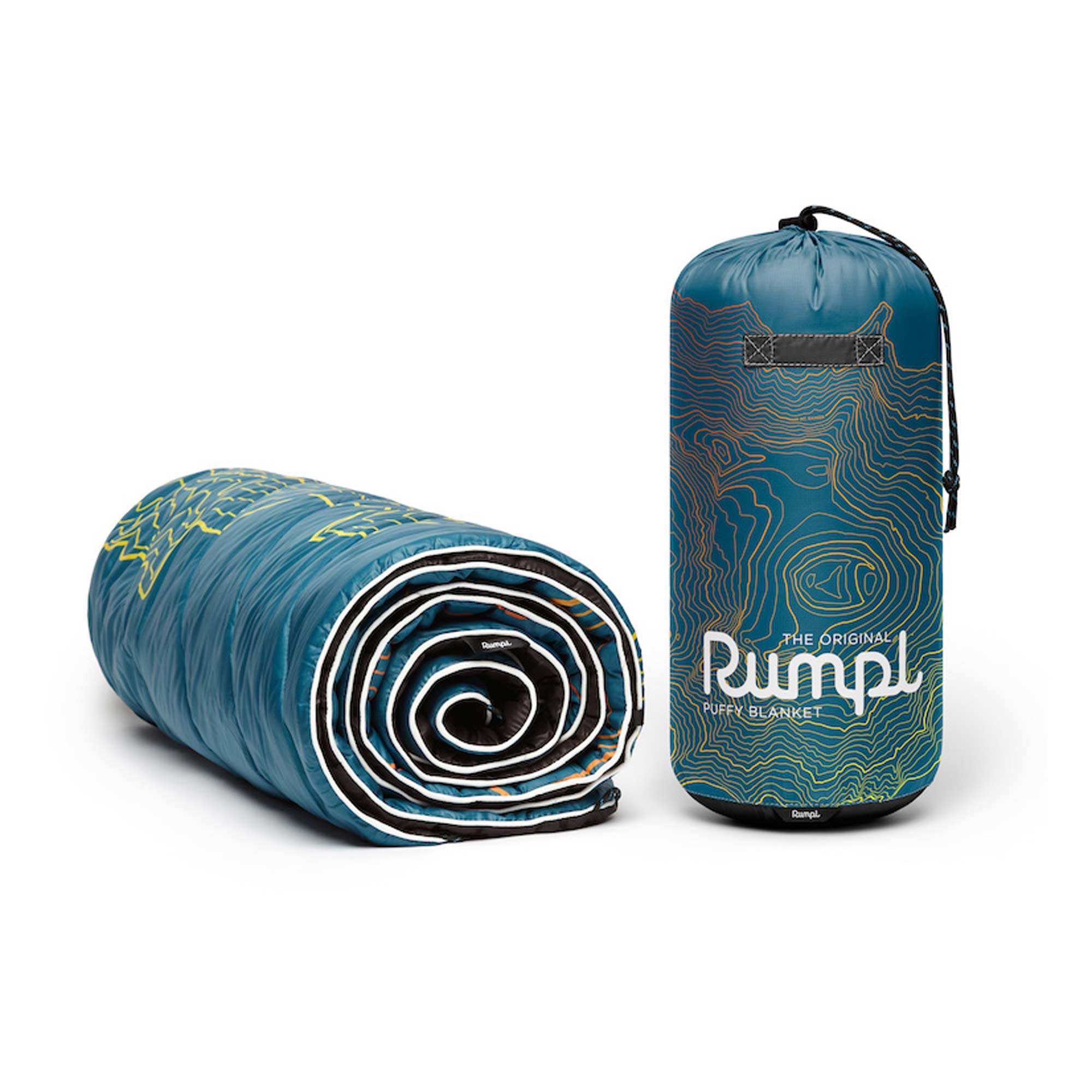 RUMPL Blanket ORIGINAL PUFFY PRINTED / 1 PERS, mt rainier - teal warm fade