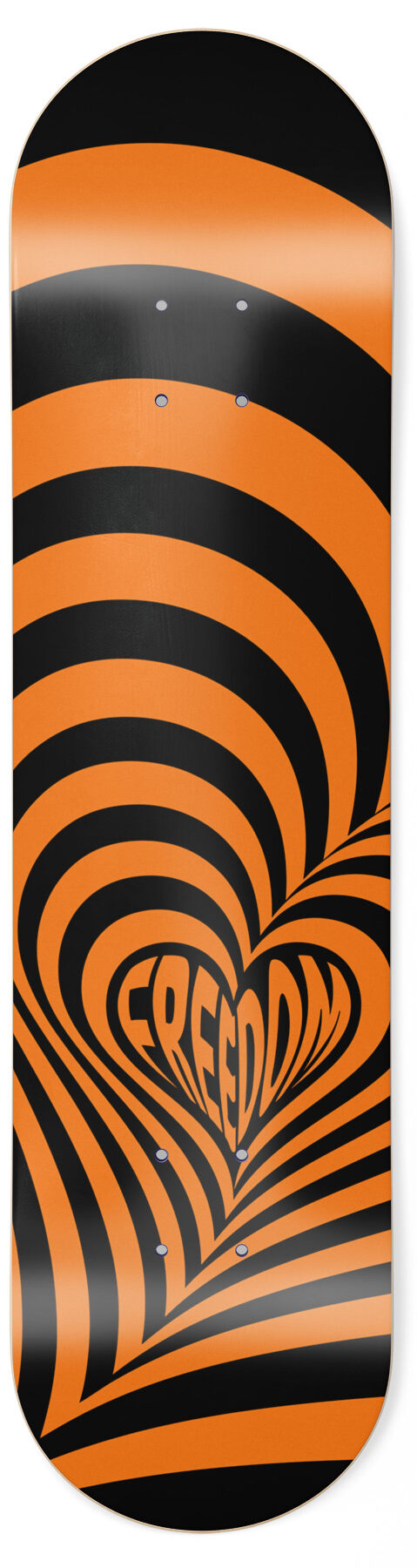 freedom_skateboard_deck_halloween_orange.jpg Freedom Hypnolove Halloween Orange Skateboard Deck 7.50