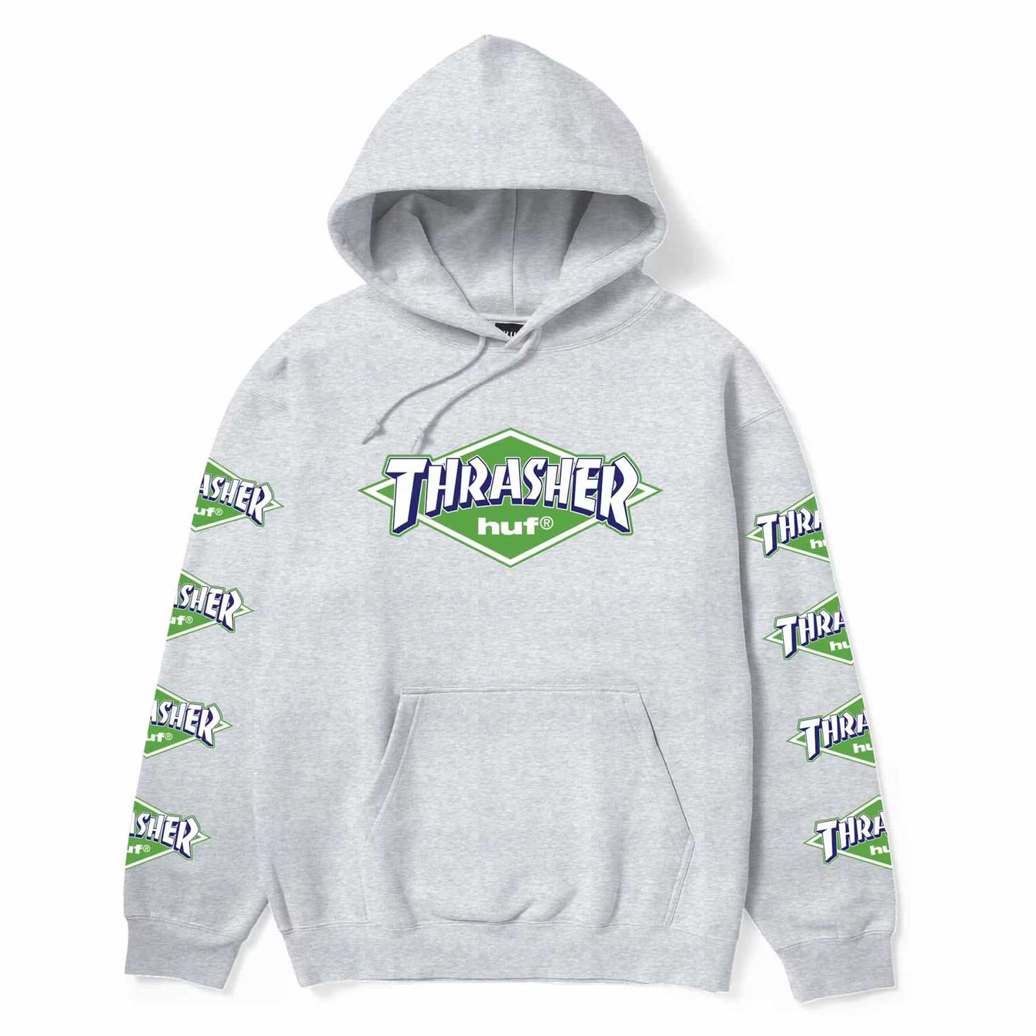 HUF x Thrasher Logo Hoodie - heather grey HUF x Thrasher Logo Hoodie - heather grey XXL