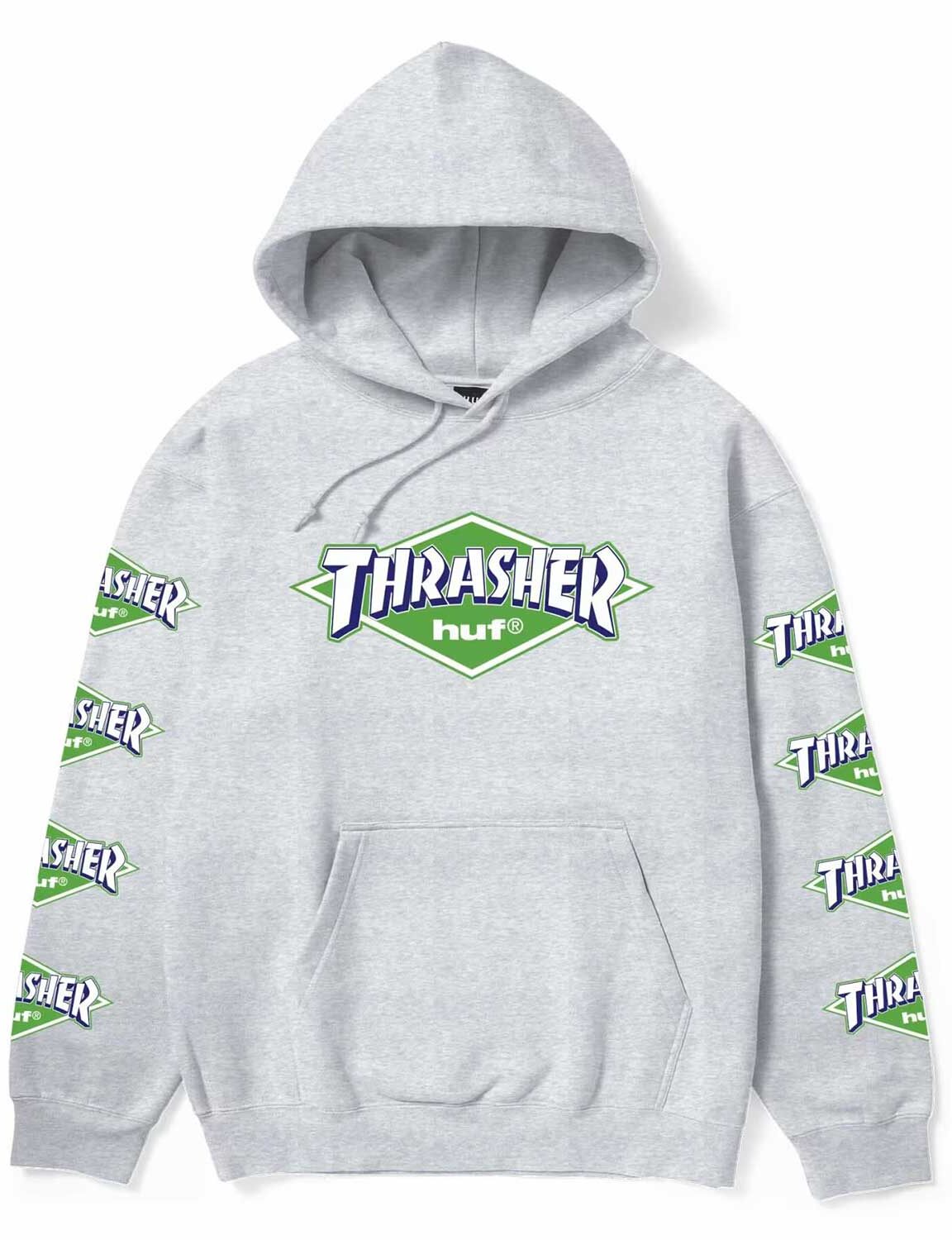 HUF x Thrasher Logo Hoodie - heather grey HUF x Thrasher Logo Hoodie - heather grey XXL