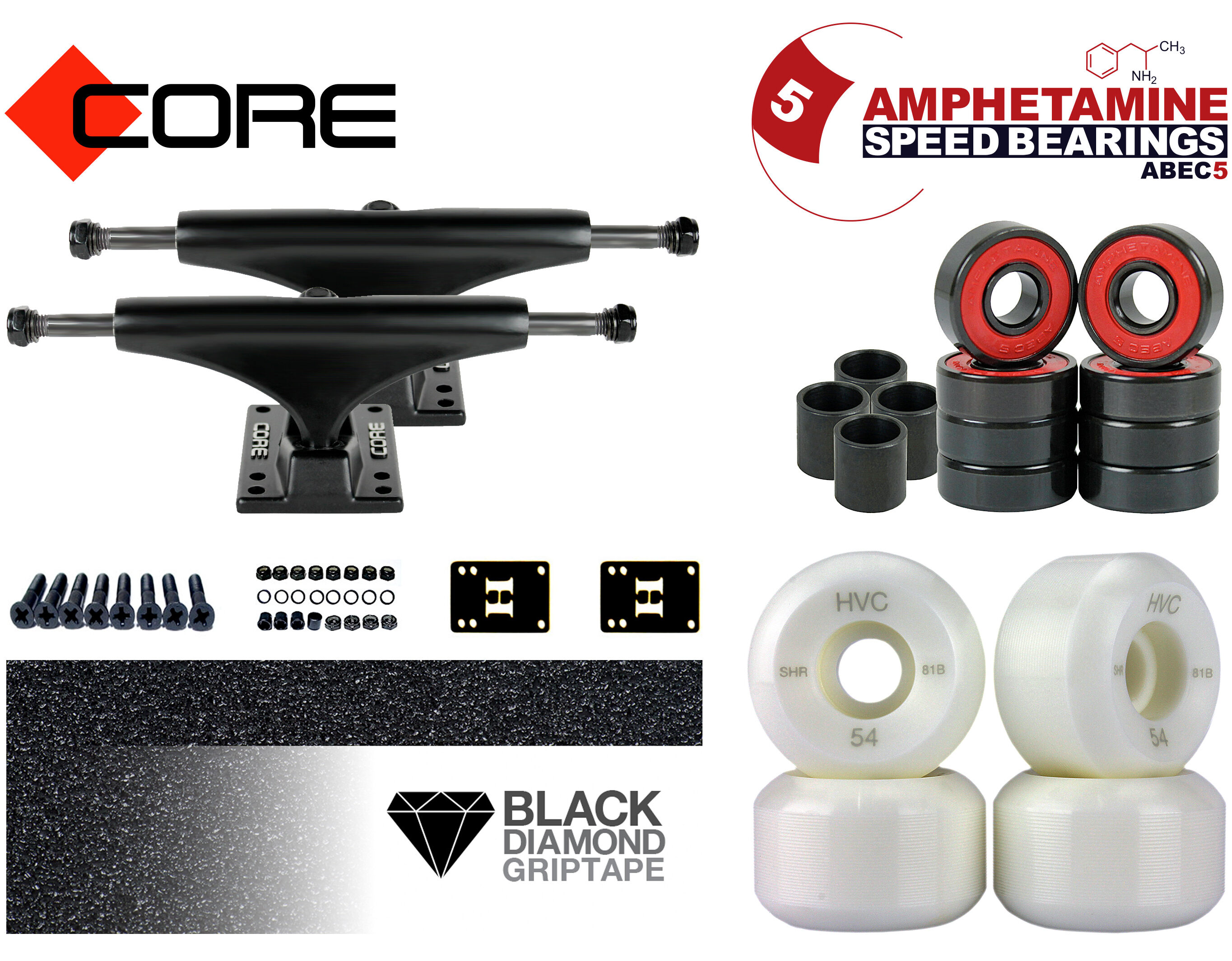 Skateboard Achsen Set-up Core black 5.0