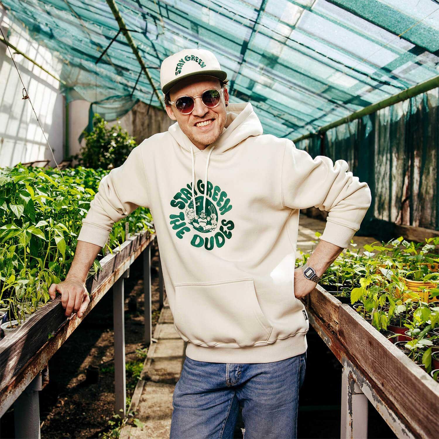 The Dudes Stay Green Hoody - almond milk S The Dudes Stay Green Hoody - almond milk XXXL