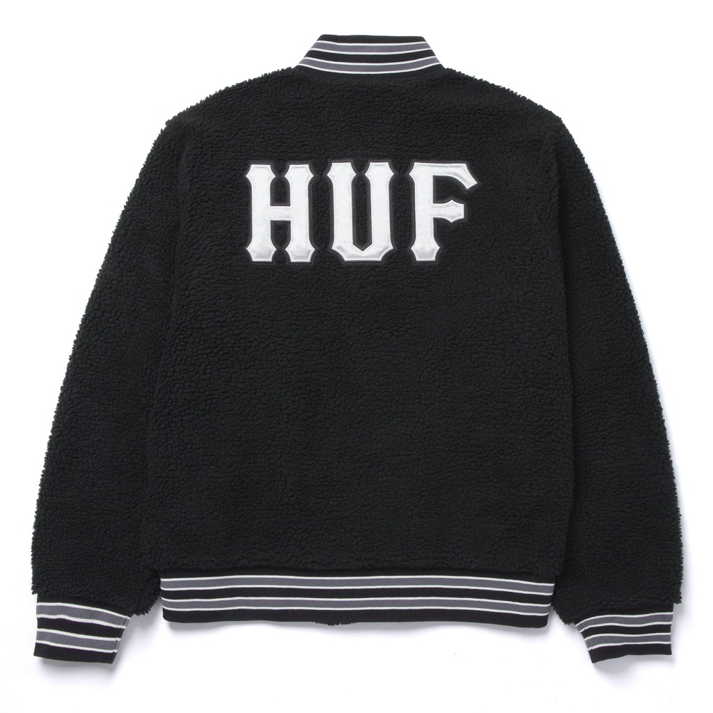 HUF Sherpa Varsity Jacke - black