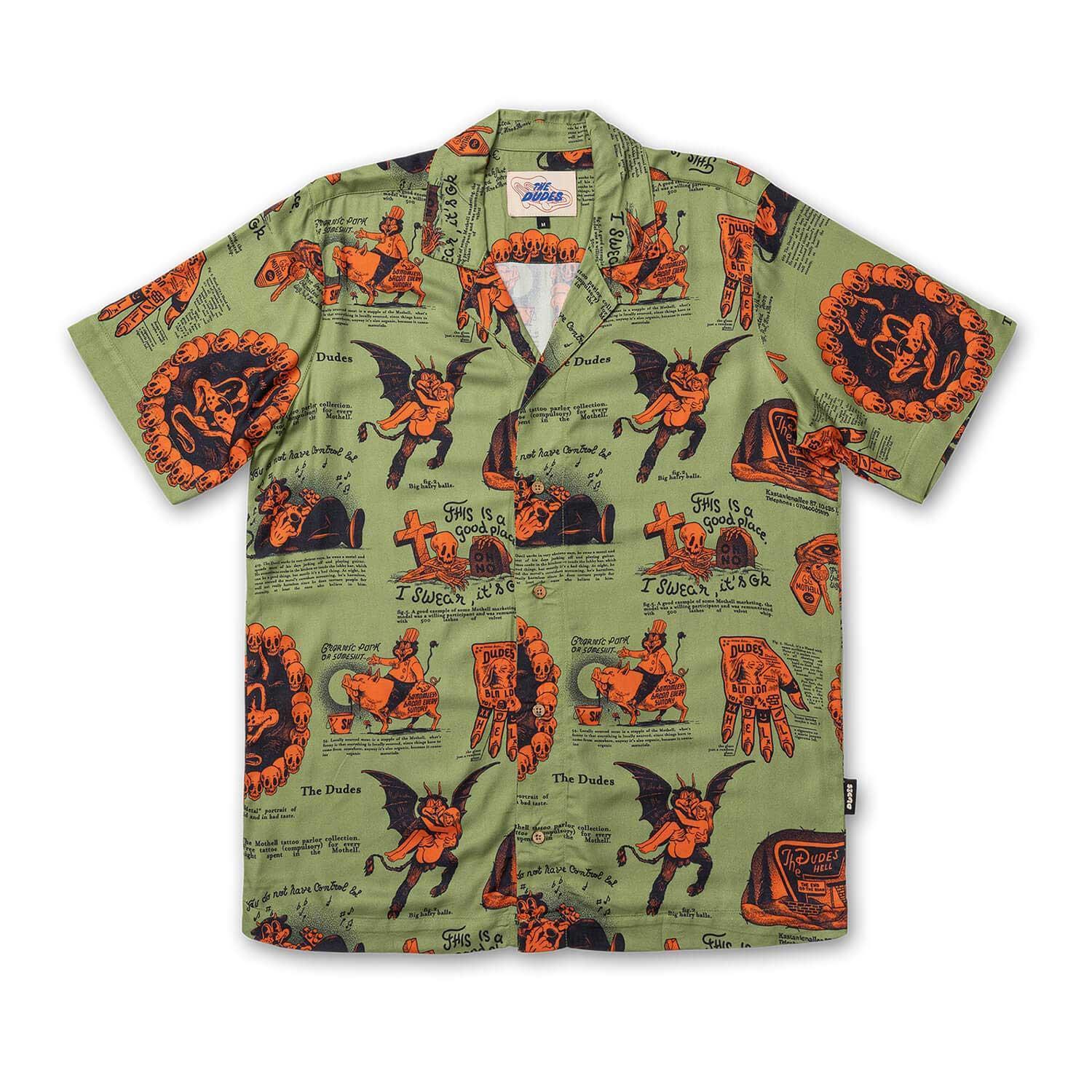The Dudes Beelzebud Green Hawaiian Shirt - Multicolor The Dudes Beelzebud Green Hawaiian Shirt - Multicolor XXXL