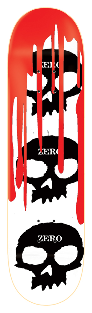 Zero Skateboard Deck Team 3-Skull Blood White 7,875 Zero Skateboard Deck Team 3-Skull Blood White 7,875