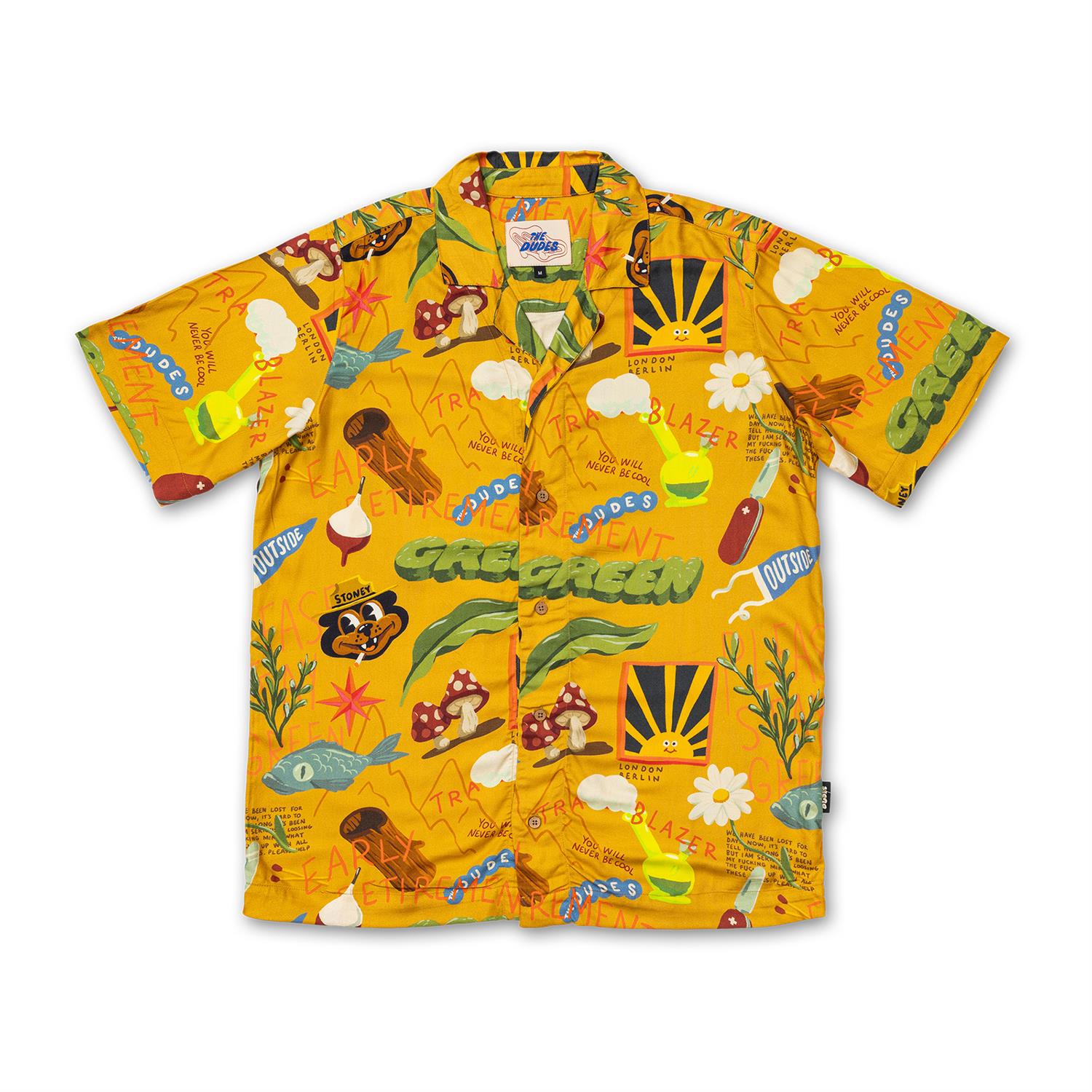 The Dudes Treasure Trail Ochre Hawaiian Shirt - Multicolor L The Dudes Treasure Trail Ochre Hawaiian Shirt - Multicolor L