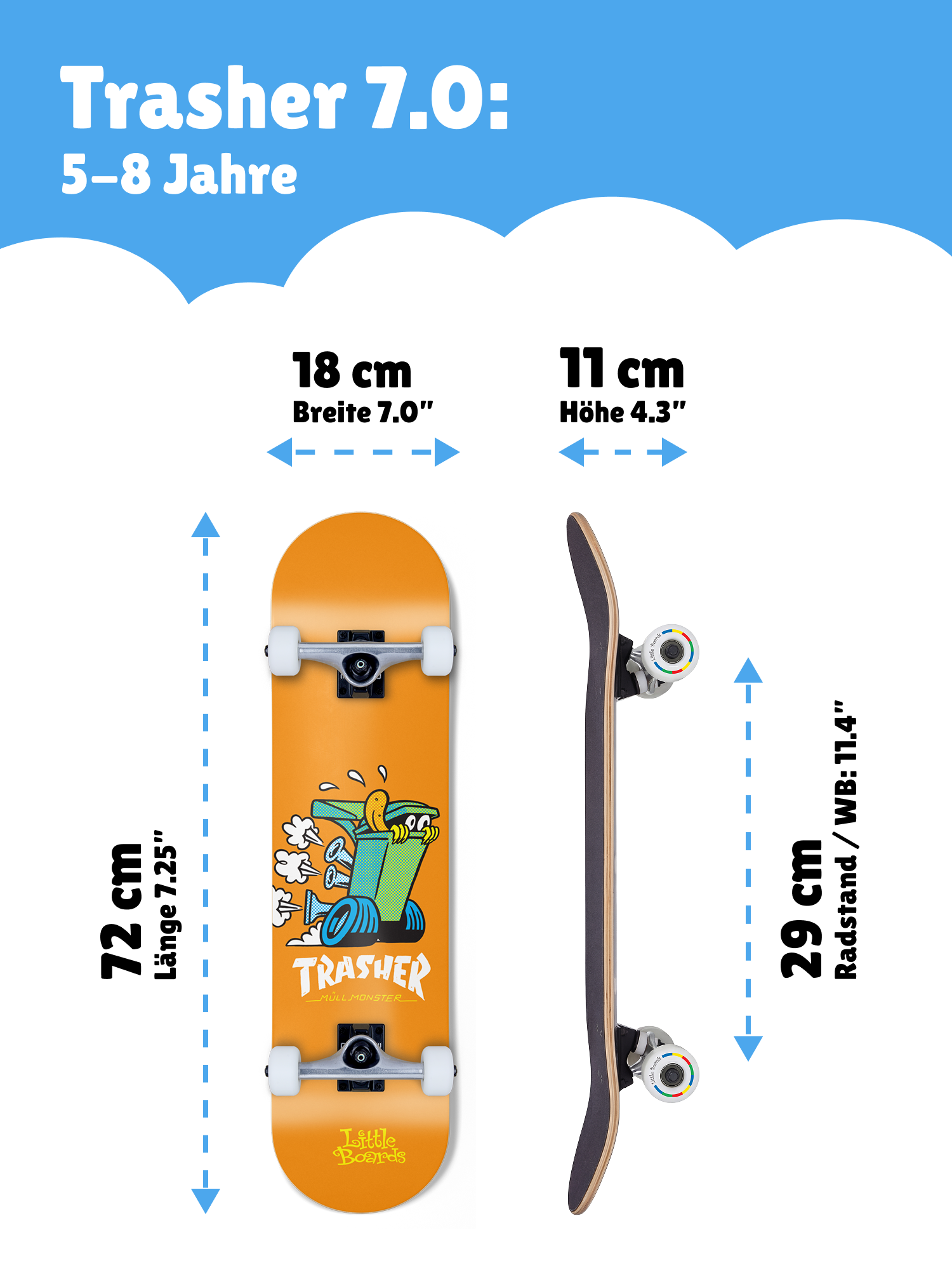 Little Boards Kinder Skateboard Trasher 7.0