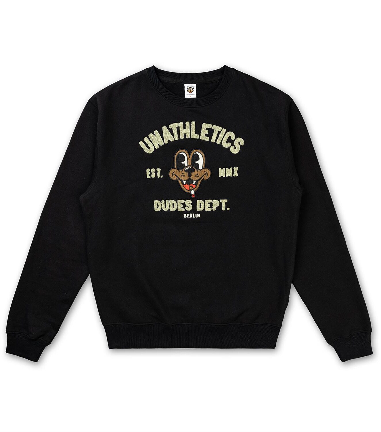 The Dudes Unathletics Dept. Pullover - black XS The Dudes Unathletics Dept. Pullover - black XXXL