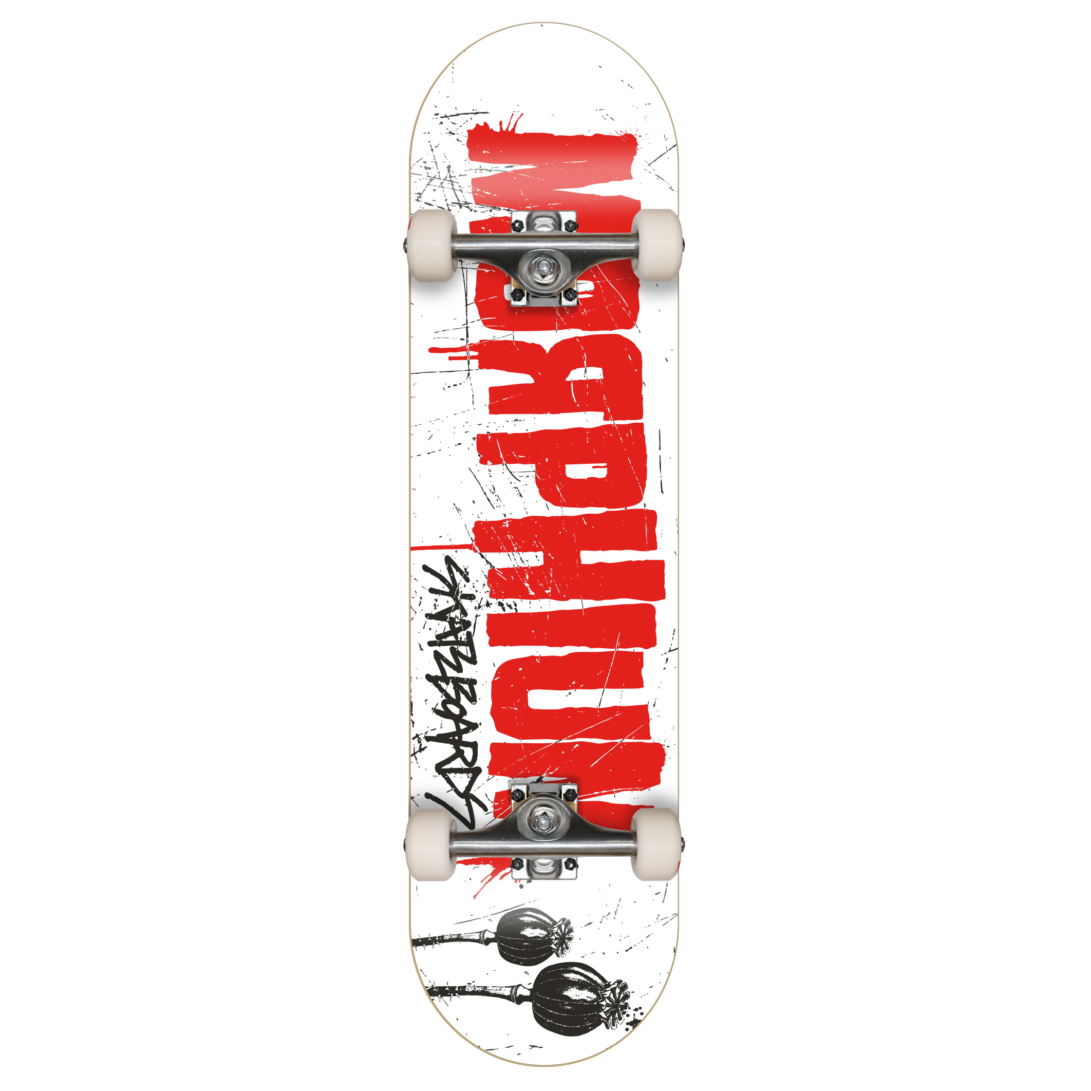 Morphium complete Skateboard Logo Letters white