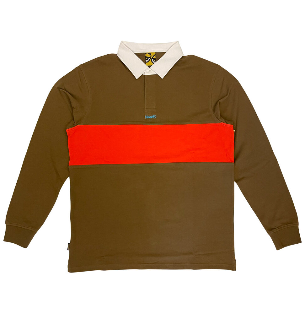 28954010-800-L-1 Langarm T-Shirt Krooked Eyes Custom Rugby brown XL