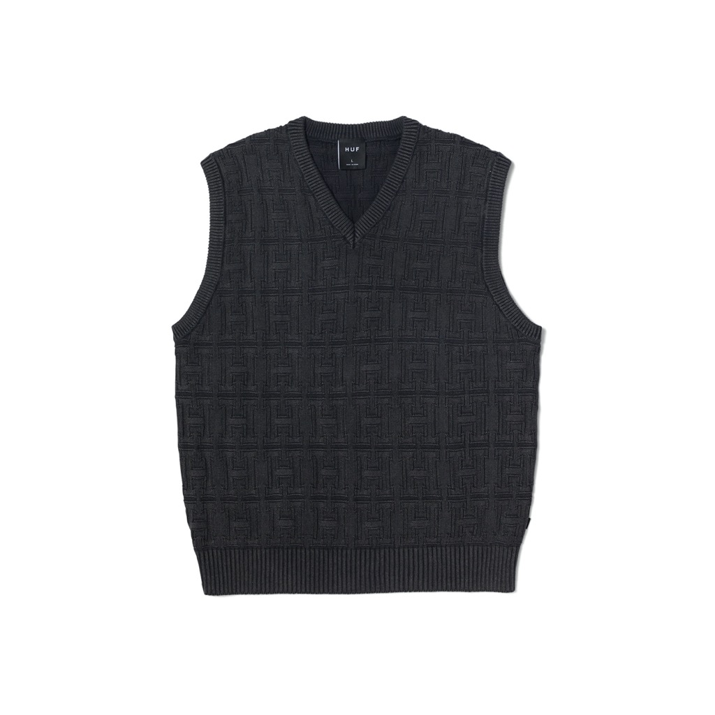 HUF Interlaced Jacquard Overdyed Weste - black HUF Interlaced Jacquard Overdyed Weste - black XXL