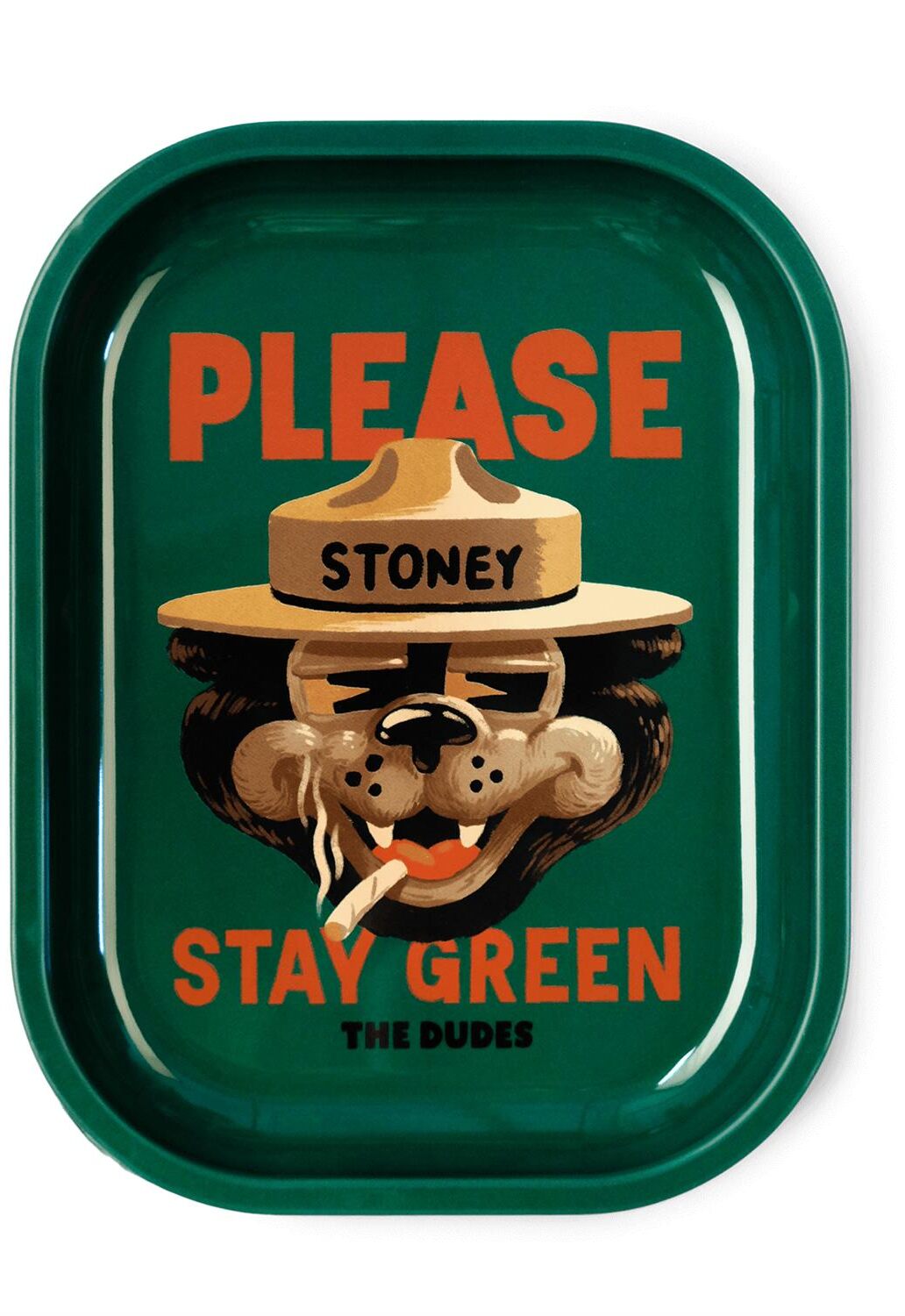 The Dudes Stay Green Rolling Tray - bottle green