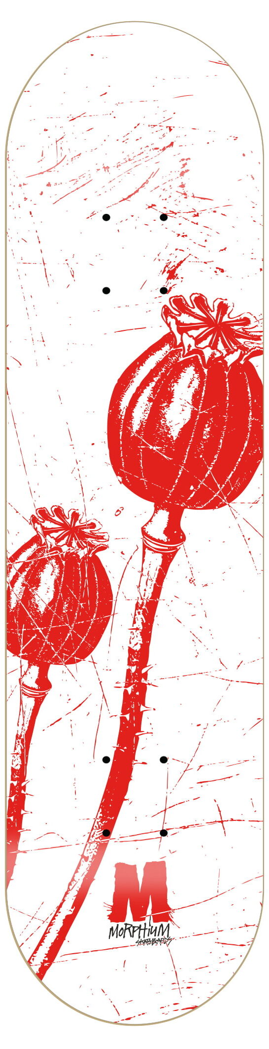 Morphium Poppies white Skateboard Deck Morphium Poppies white Skateboard Deck
