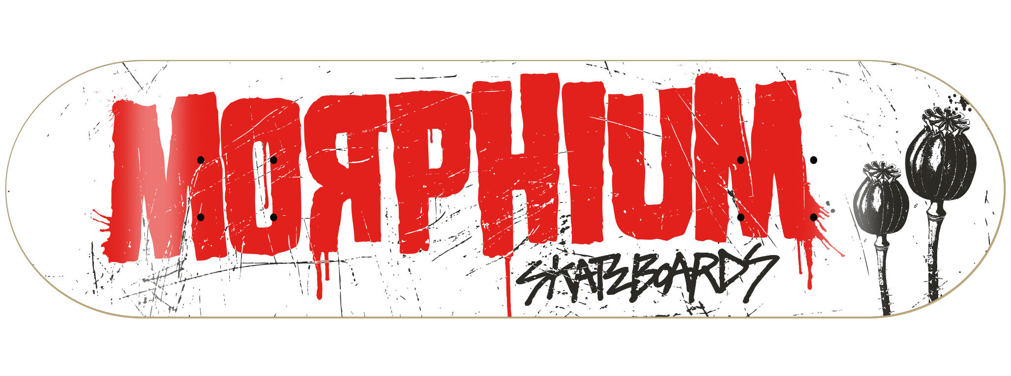 Morphium complete Skateboard Logo Letters white
