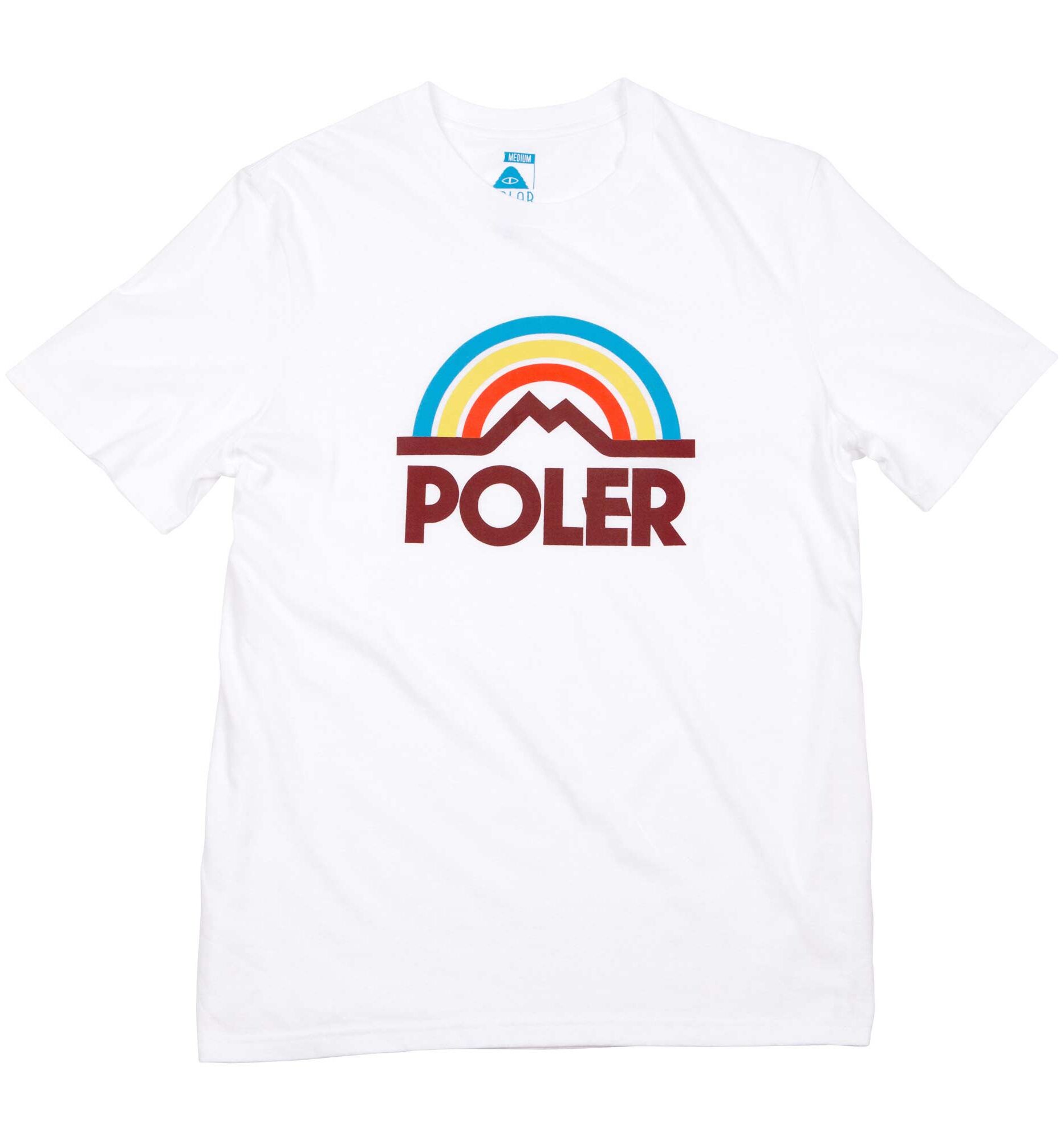 POLER T-Shirt MOUNTAIN RAINBOW white FA16 (red lettering)