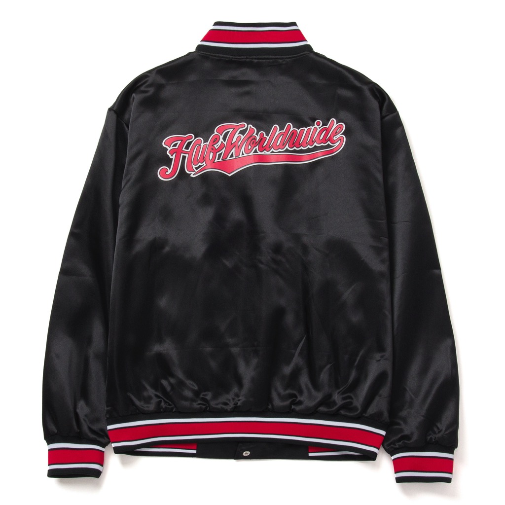 HUF Crackerjack Satin Baseball Jacke - black XXL