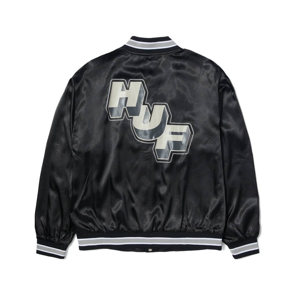 HUF Galactic Stack Baseball Jacke - black S HUF Galactic Stack Baseball Jacke - black XXL