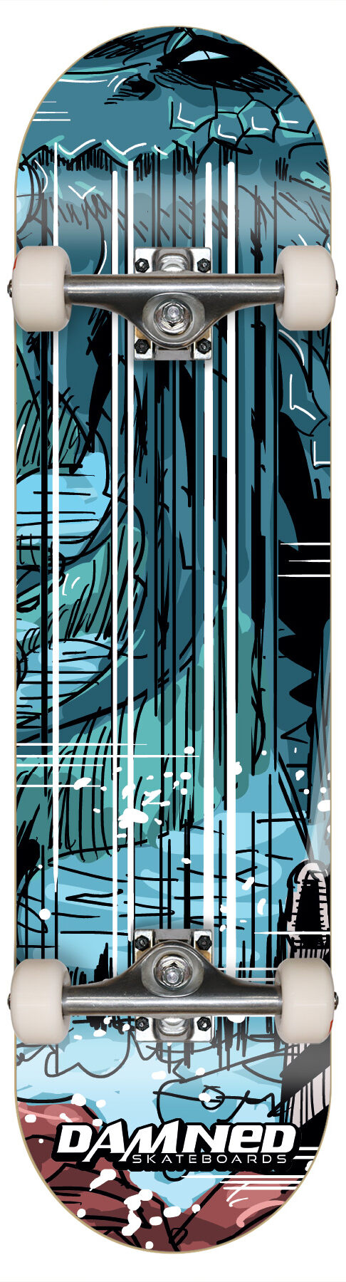 Damned Draco Aquarius Kinder-Skateboard 7.3