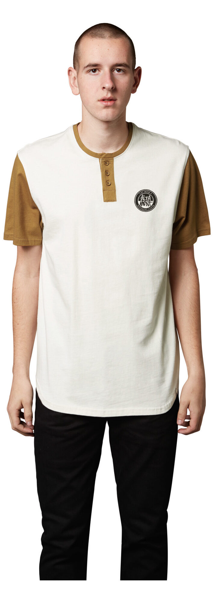 ALTAMONT T-Shirt GRESHAM SS HENLEY, white/gold L