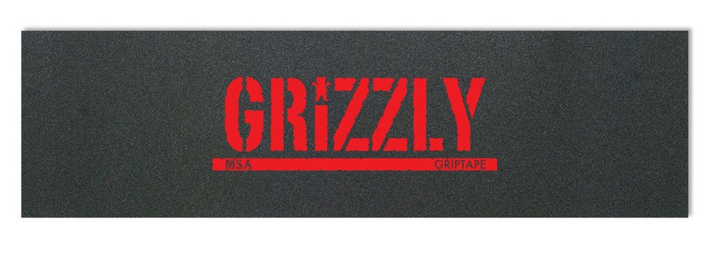 Grizzly skateboard griptape black with red print
