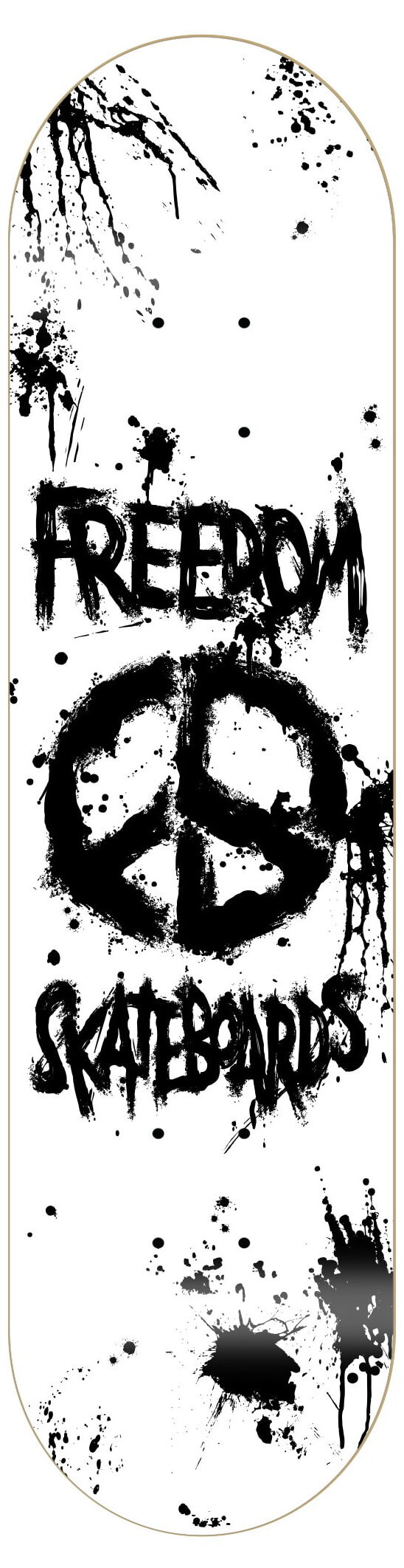 Freedom Peace Paint White Skateboard Deck