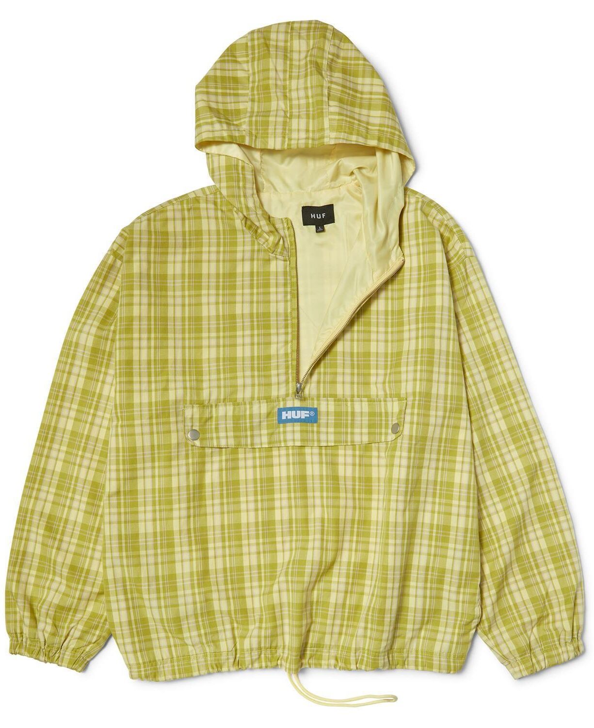 jk00463-tarag-2 HUF Rivington Plaid Anorak - tarragon