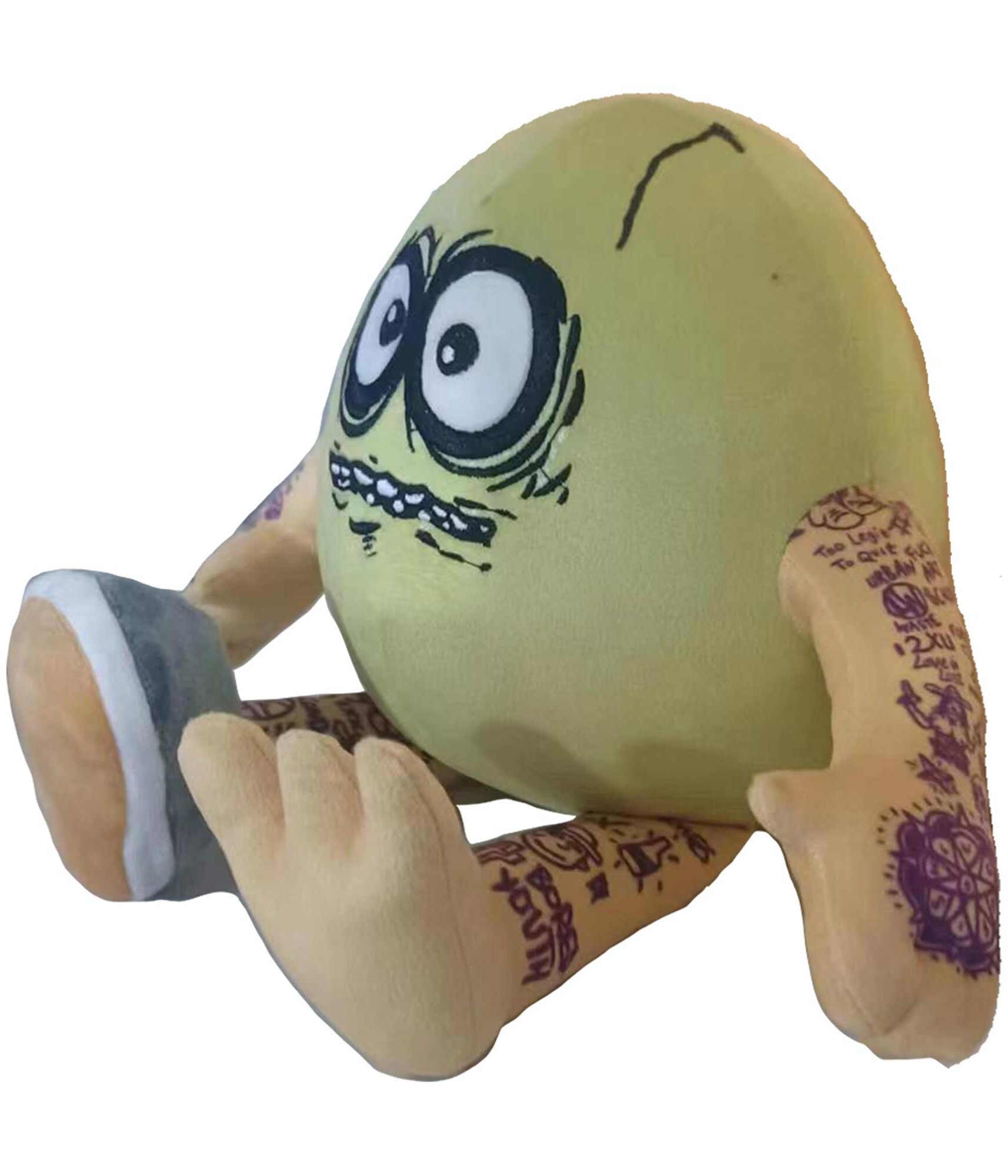 Niedliches Plüschmonster mit großem Augen und Tattoos HEROIN Acc. Toy ROTTEN EGG PLUSH TOY, beige -
