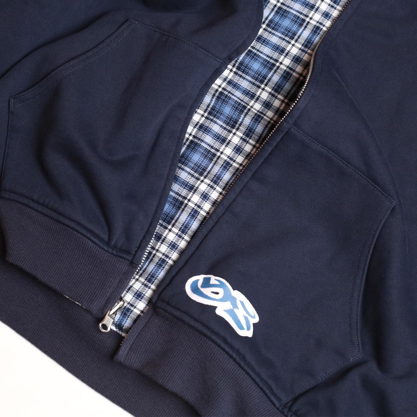Yardsale Reversible Flannel Hoodie - blue