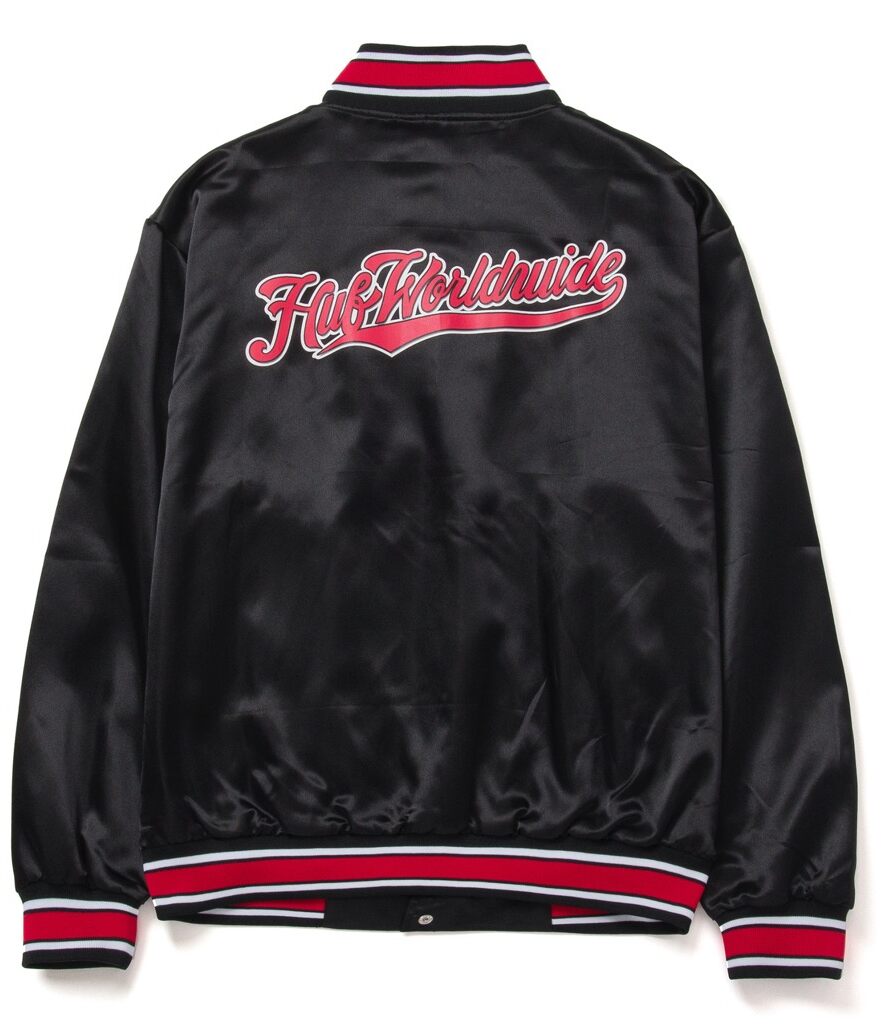 HUF Crackerjack Satin Baseball Jacke - black M HUF Crackerjack Satin Baseball Jacke - black XL