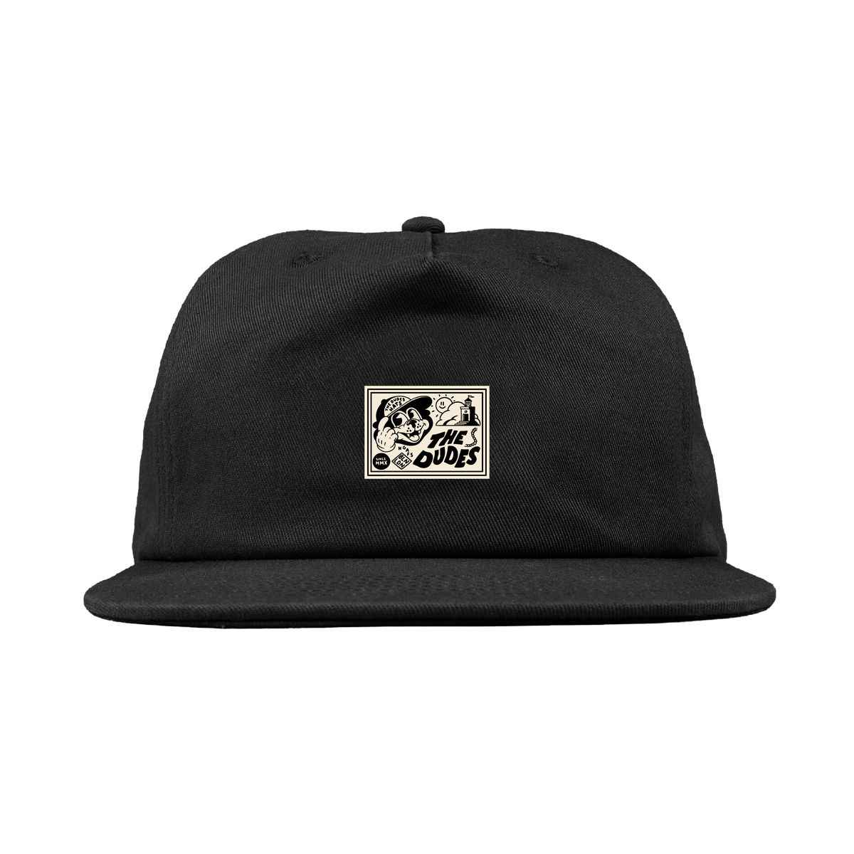 The Dudes Cap Factory Label Unstructured 5 Panel Cap - black