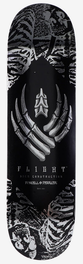 Powell-Peralta Flight Pro Shape 243 K26 Skeleton Silver Skateboard Deck 8.25
