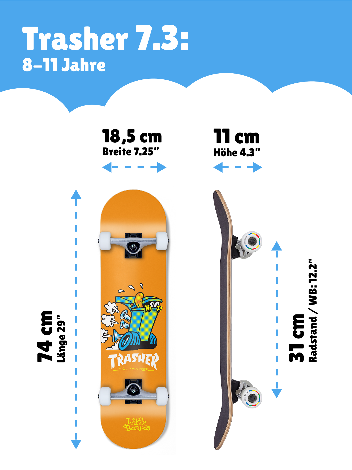 Little Boards Kinder Skateboard Trasher 7.25