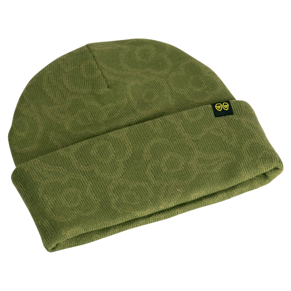 Beanie Krooked Flowers Eyes Olive