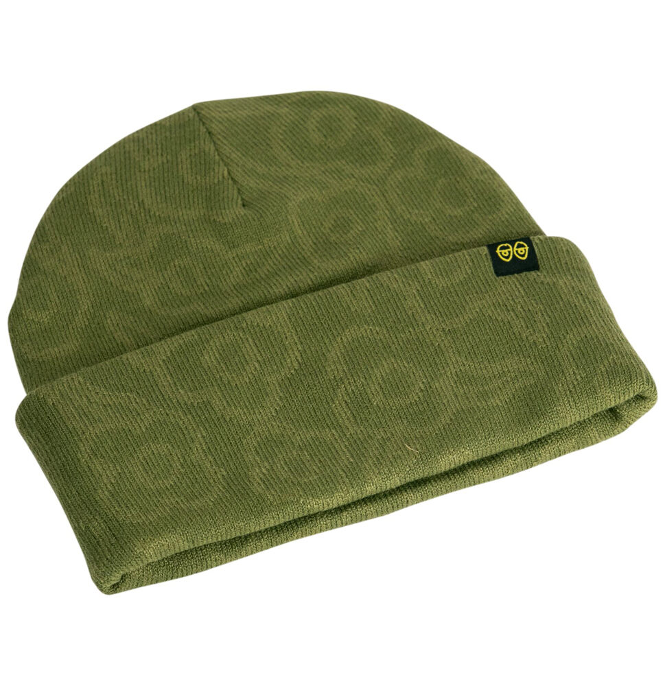 28941001-1 Beanie Krooked Flowers Eyes Olive