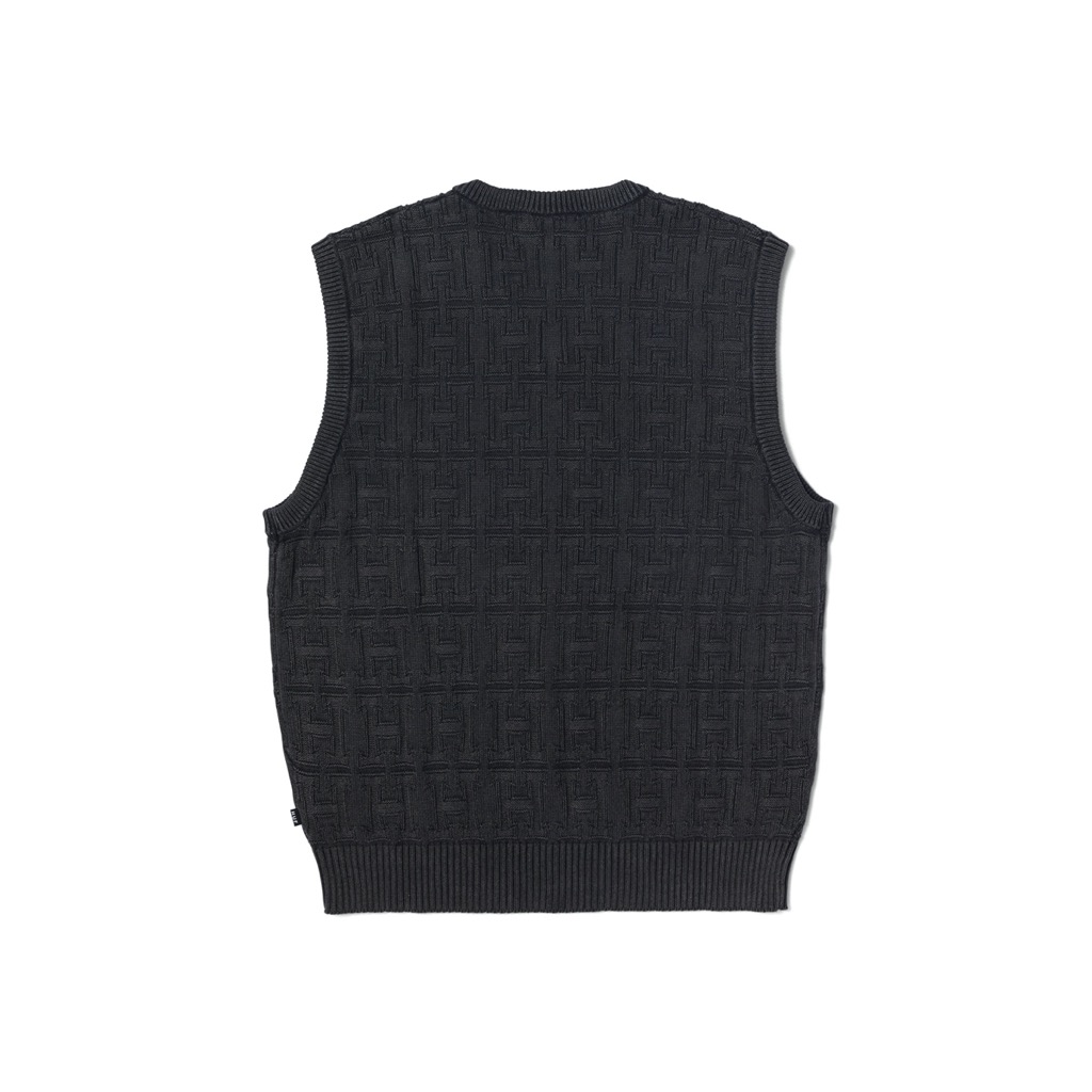 HUF Interlaced Jacquard Overdyed Weste - black HUF Interlaced Jacquard Overdyed Weste - black XL