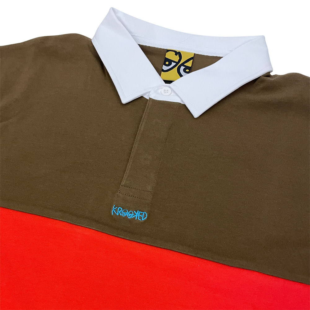 28954010-800-L-3 Langarm T-Shirt Krooked Eyes Custom Rugby brown XL