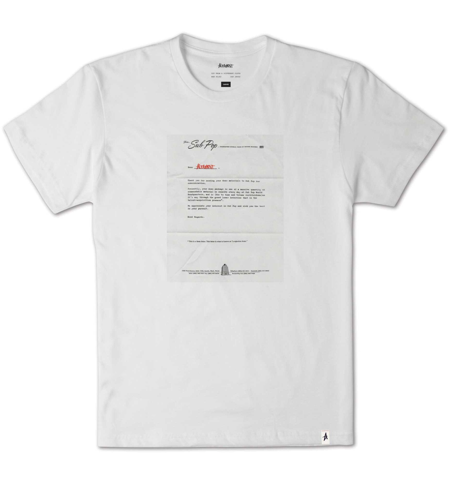 ALTAMONT T-Shirt ALTAMONT X SUB POP LETTER, white S