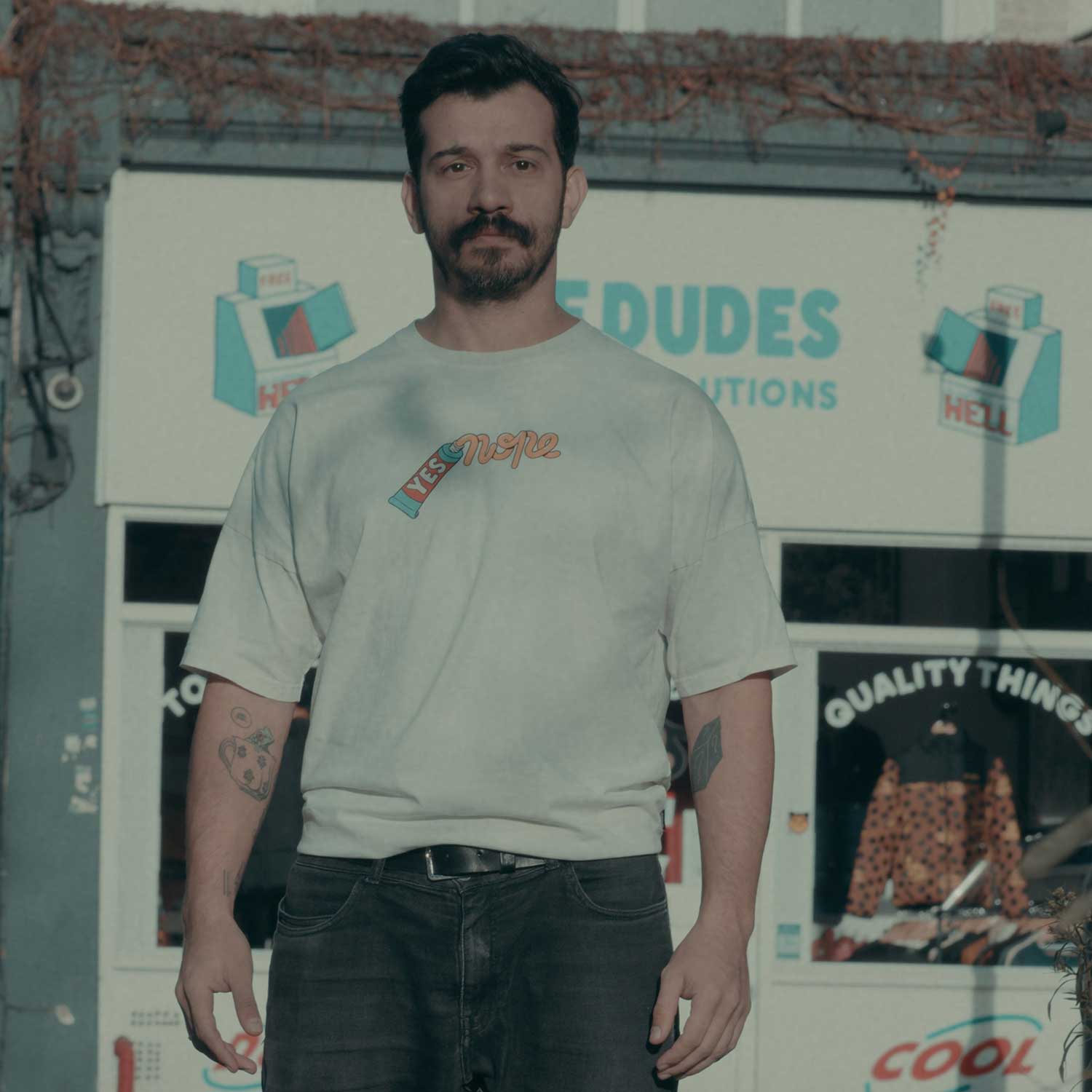 The Dudes Nope Premium Oversized T-Shirt - off-white XXXL