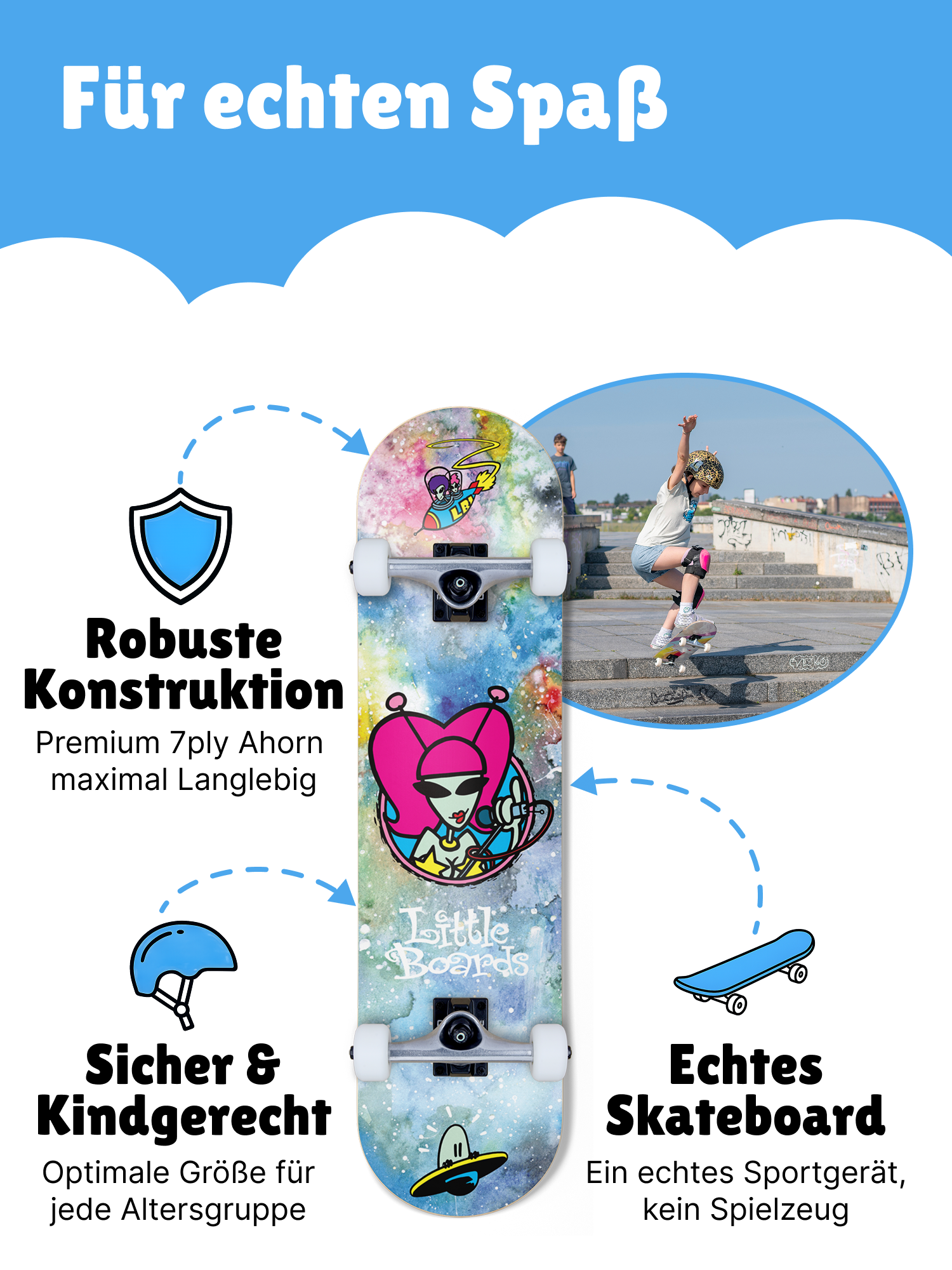 Little Boards Kinder Skateboard Cosmic 7.3 Little Boards Kinder Skateboard Cosmic 7.25