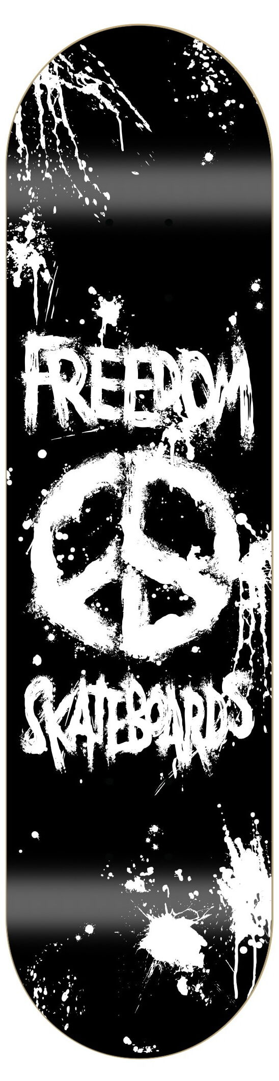 Freedom Peace Paint Black Skateboard Deck Freedom Peace Paint Black Skateboard Deck